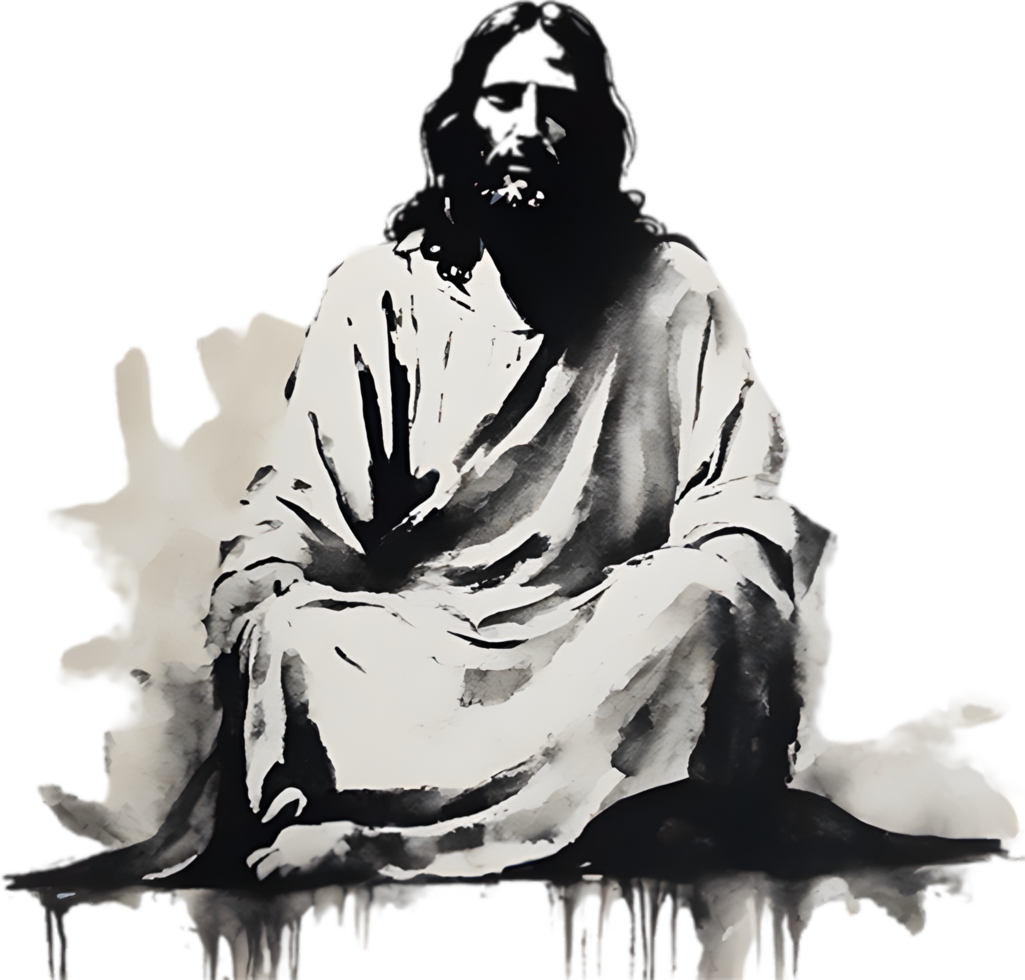 AI generated Watercolor painting of Jesus Christ in an impressionist style. png