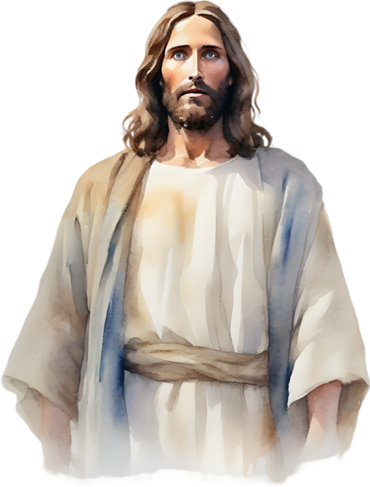 AI generated Watercolor painting of Jesus Christ in an impressionist style. png