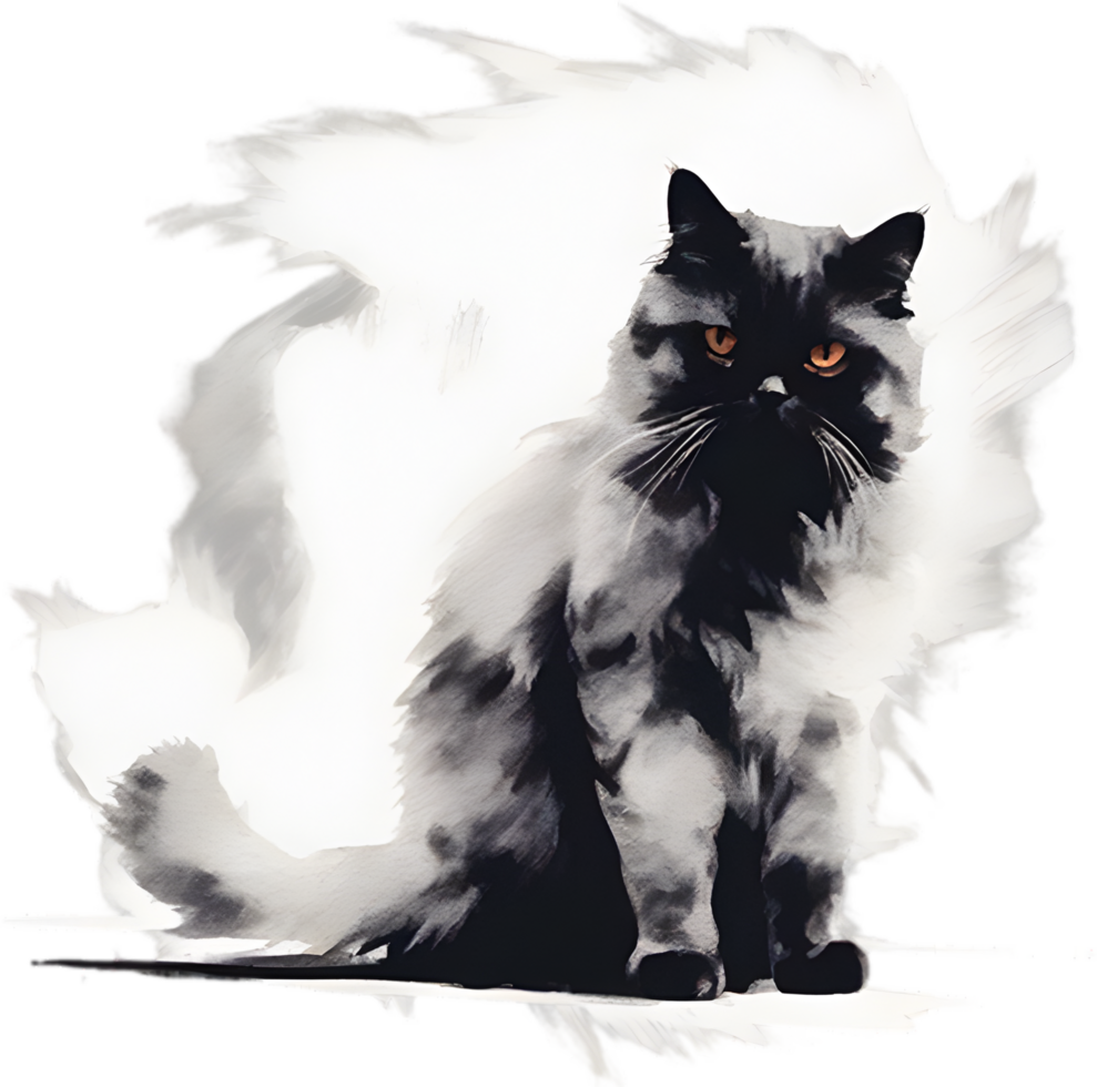 AI generated Watercolor painting of a Persian cat in an impressionist style. png