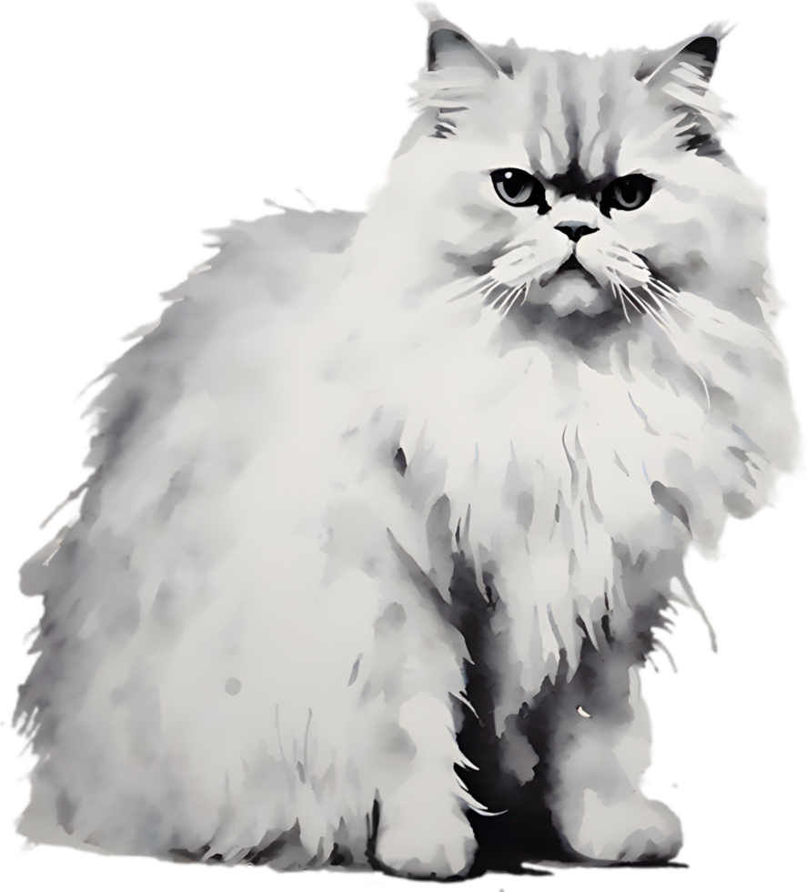 AI generated Watercolor painting of a Persian cat in an impressionist style. png
