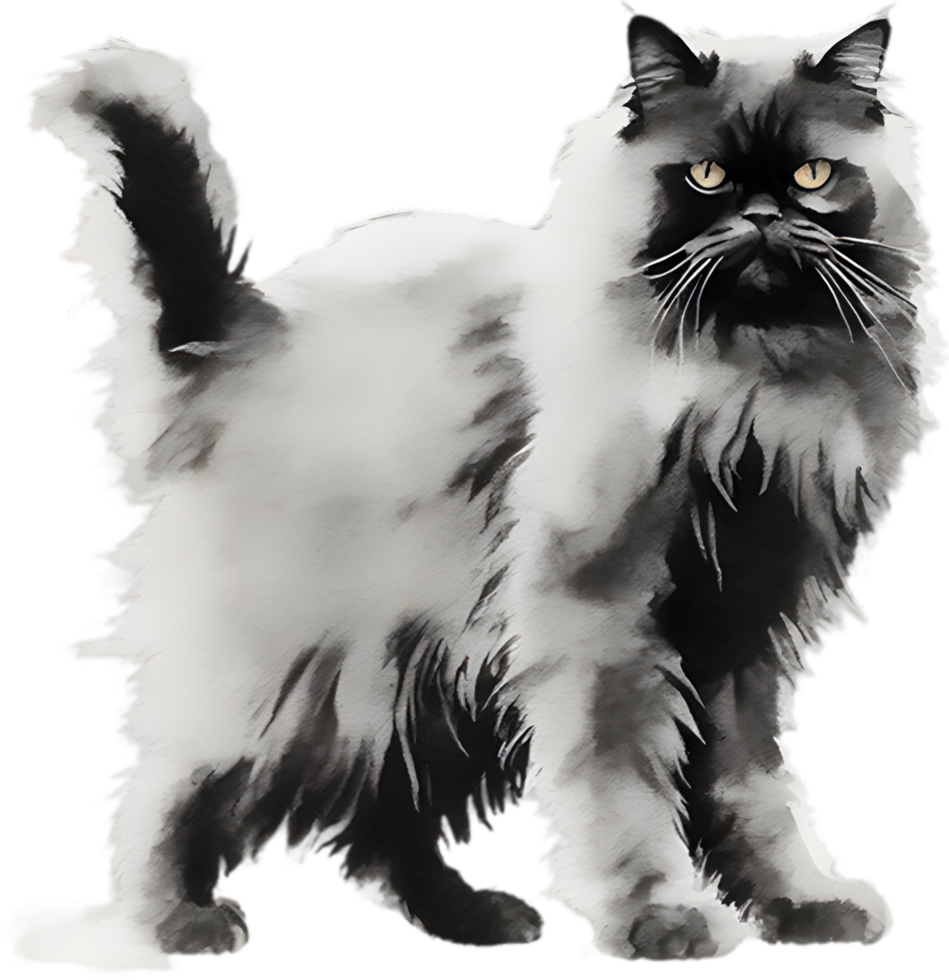 AI generated Watercolor painting of a Persian cat in an impressionist style. png