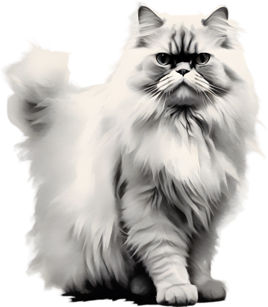 AI generated Watercolor painting of a Persian cat in an impressionist style. png