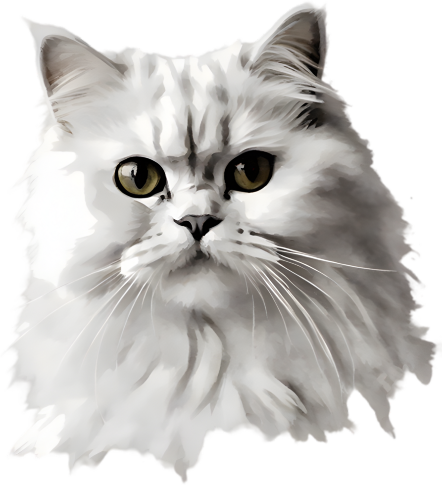 AI generated Watercolor painting of a Persian cat in an impressionist style. png