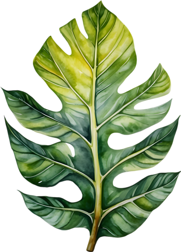 AI generated Watercolor painting of the Alocasia Amazonica leaf. png