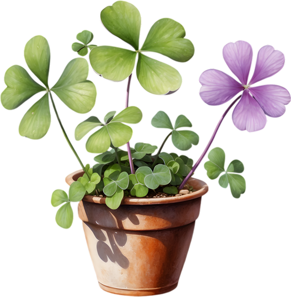 AI generated Watercolor painting of the Purple Shamrock plant. png