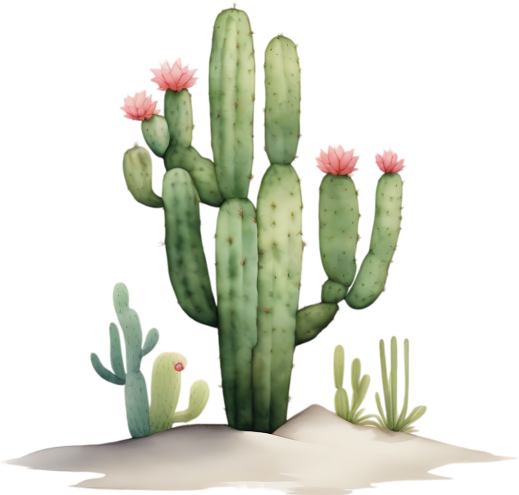 AI generated Watercolor painting of a cute Desert Cactus. png