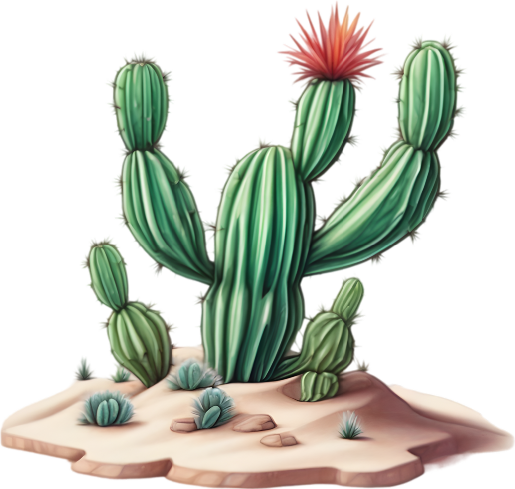 AI generated Watercolor painting of a cute Desert Cactus. png