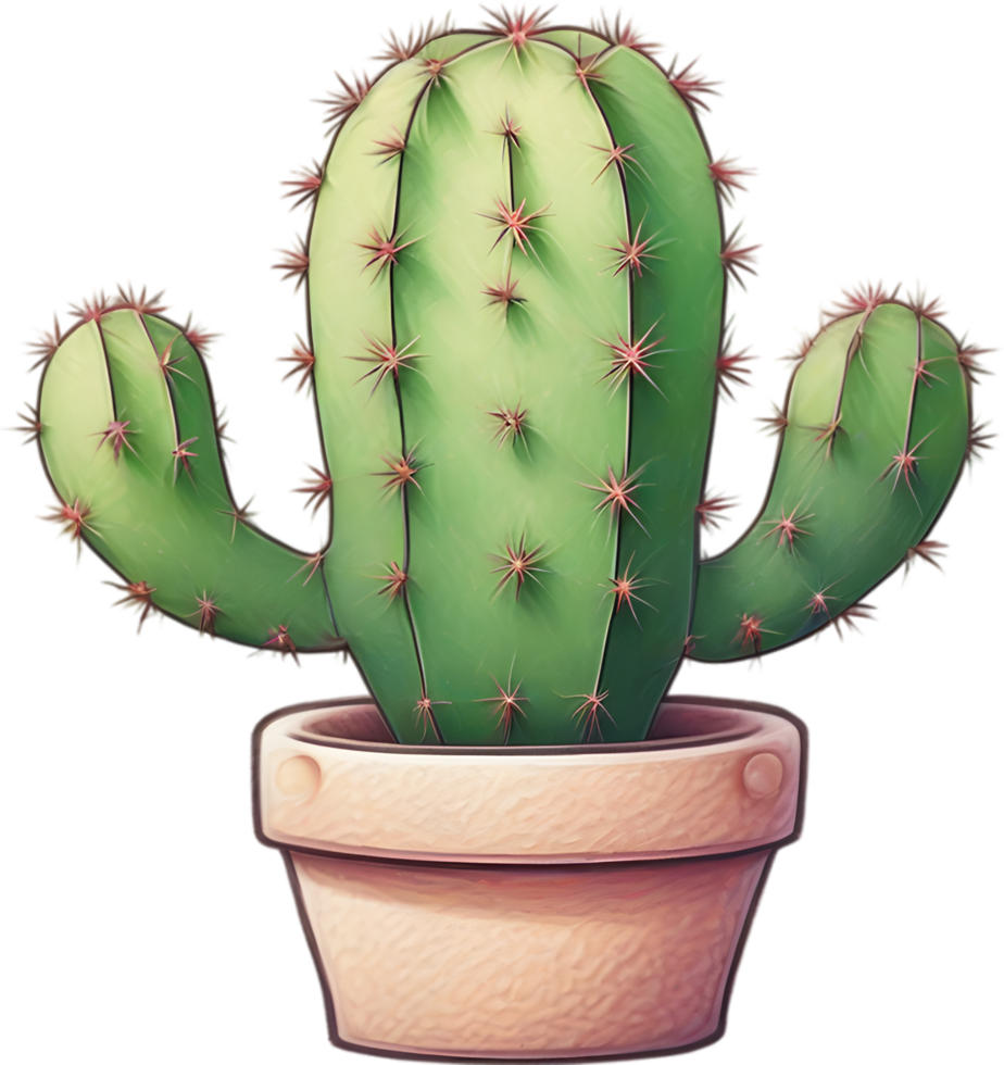 AI generated Watercolor painting of a cute Desert Cactus. png