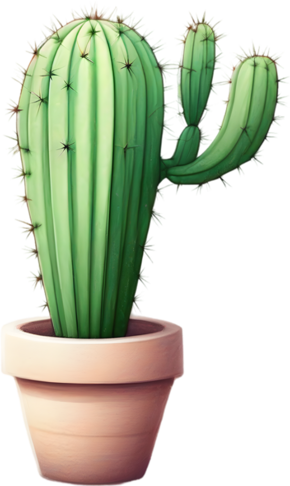 AI generated Watercolor painting of a cute Desert Cactus. png