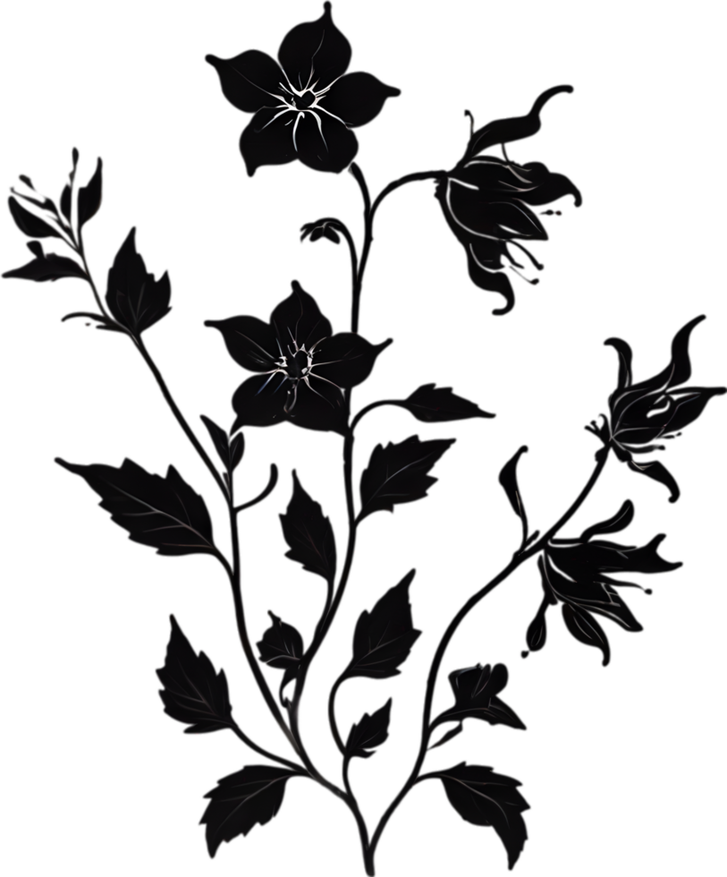 AI generated Nightshade Flowers, Close-up painting of Nightshade Flowers. png