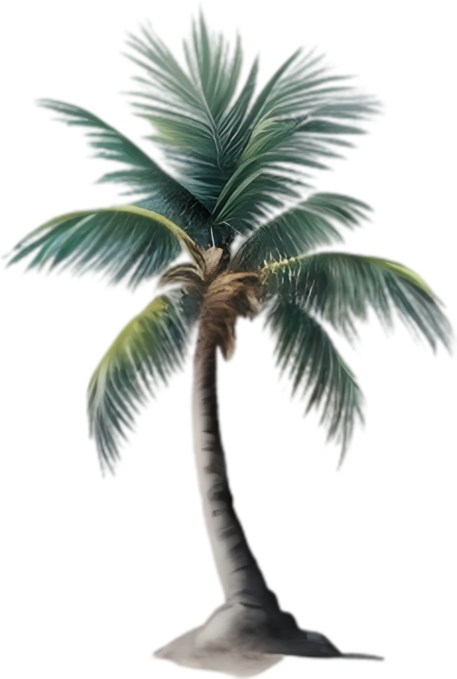 ai gegenereerd palm boom Aan een eiland icoon, een detailopname schilderij van een palm boom Aan een eiland. png