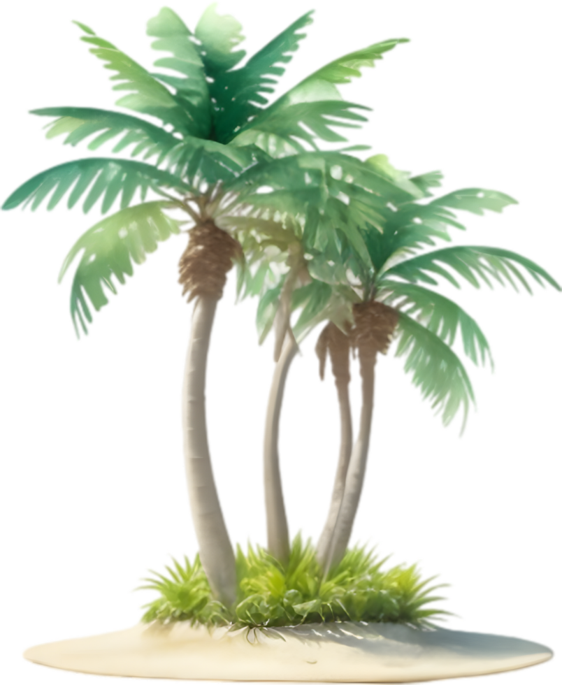 AI generated Palm Tree on an Island icon, a close-up painting of a Palm Tree on an Island. png