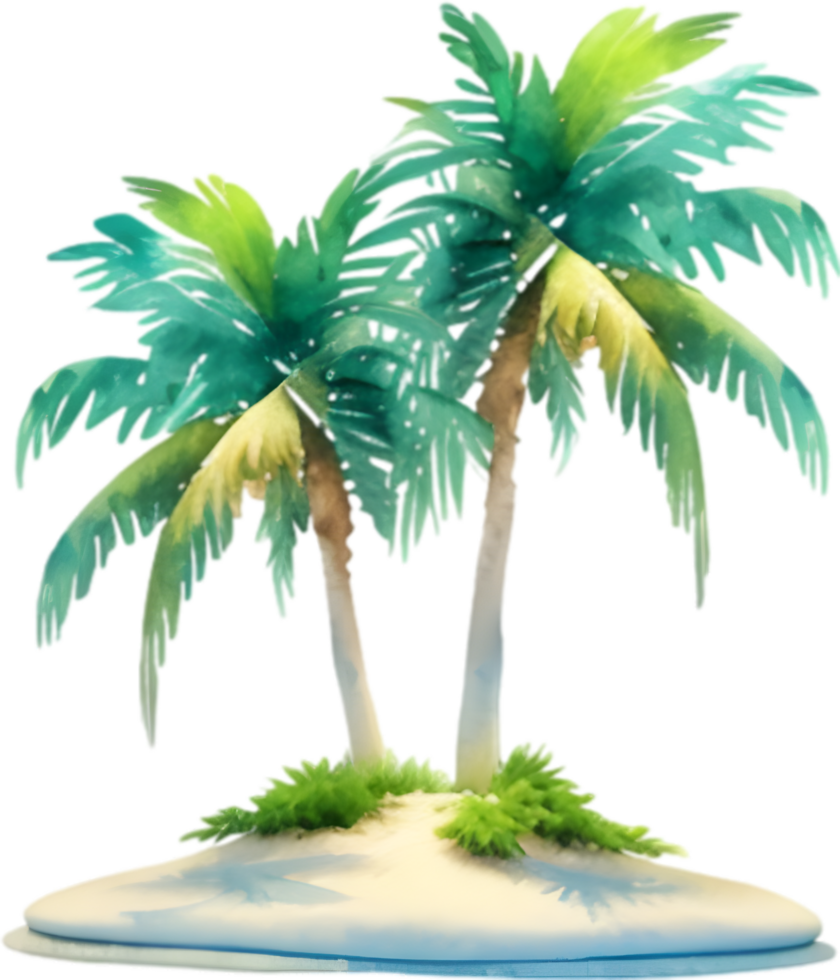 AI generated Palm Tree on an Island icon, a close-up painting of a Palm Tree on an Island. png