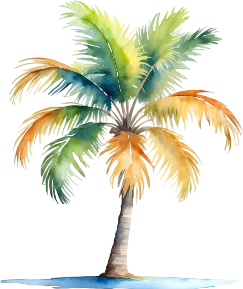 AI generated Palm Tree on an Island icon, a close-up painting of a Palm Tree on an Island. png