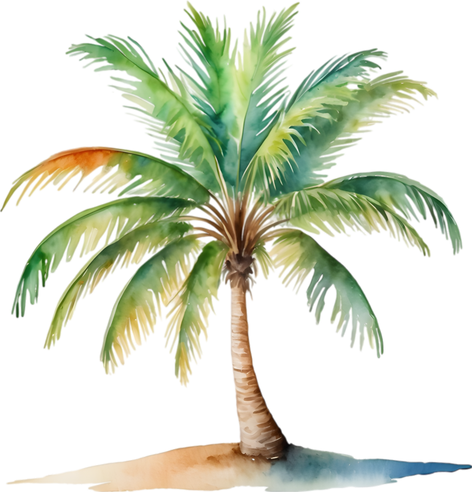 AI generated Palm Tree on an Island icon, a close-up painting of a Palm Tree on an Island. png