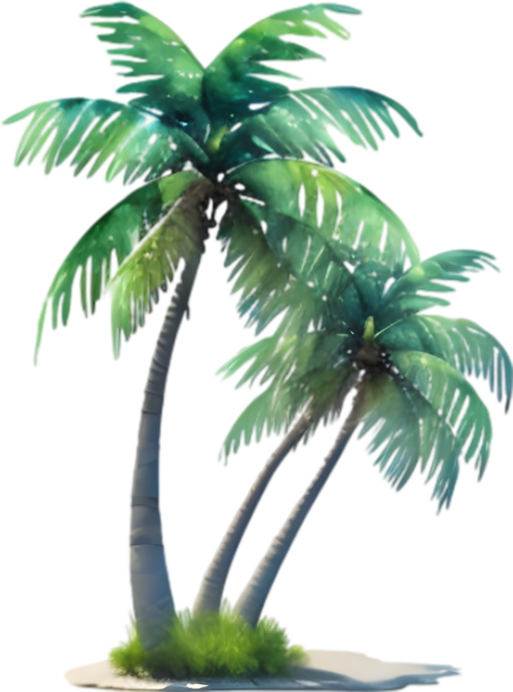 AI generated Palm Tree on an Island icon, a close-up painting of a Palm Tree on an Island. png