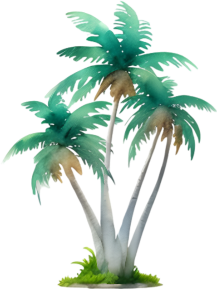 AI generated Palm Tree on an Island icon, a close-up painting of a Palm Tree on an Island. png