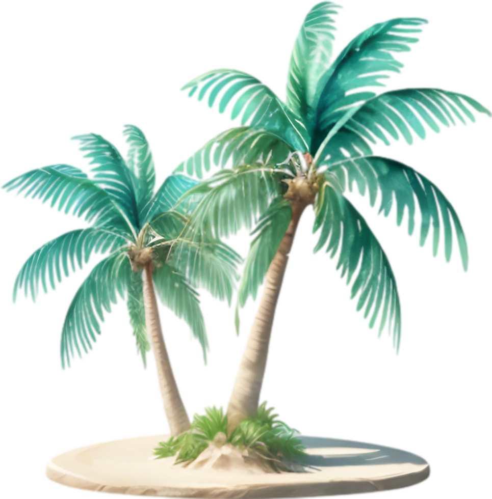 AI generated Palm Tree on an Island icon, a close-up painting of a Palm Tree on an Island. png