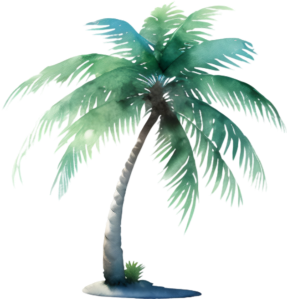 AI generated Palm Tree on an Island icon, a close-up painting of a Palm Tree on an Island. png