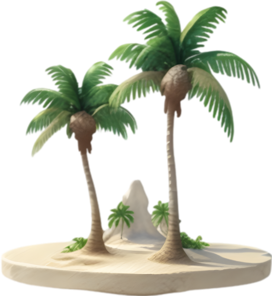 AI generated Palm Tree on an Island icon, a close-up painting of a Palm Tree on an Island. png