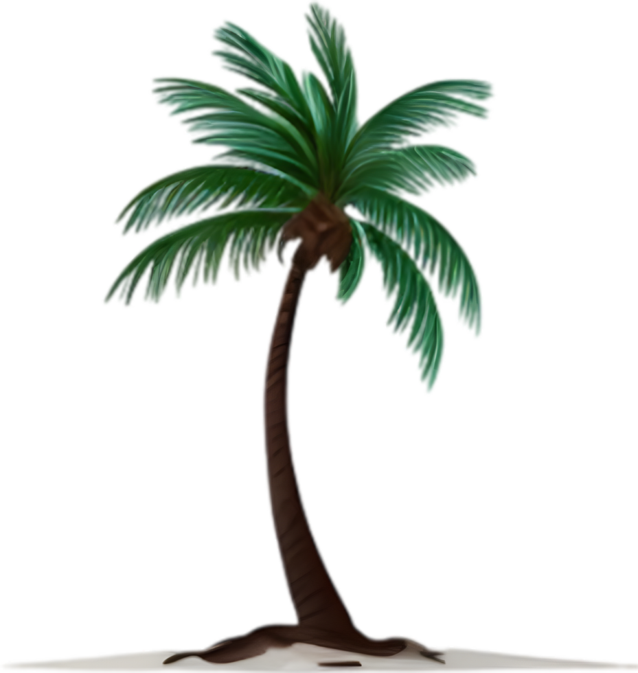 ai generiert Palme Baum auf ein Insel Symbol, ein Nahansicht Gemälde von ein Palme Baum auf ein Insel. png