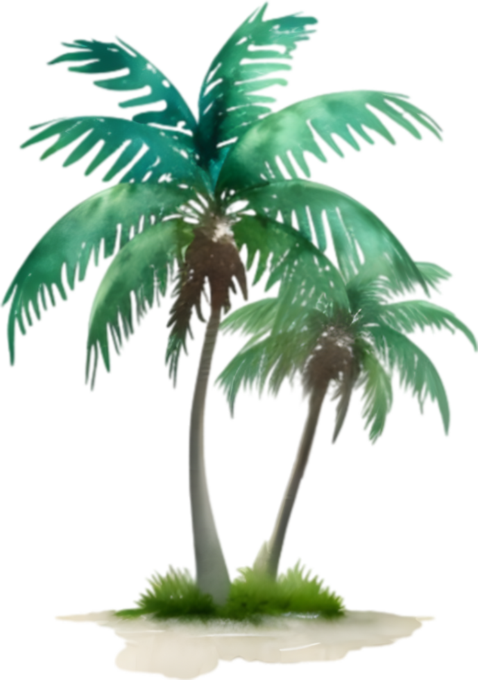 AI generated Palm Tree on an Island icon, a close-up painting of a Palm Tree on an Island. png