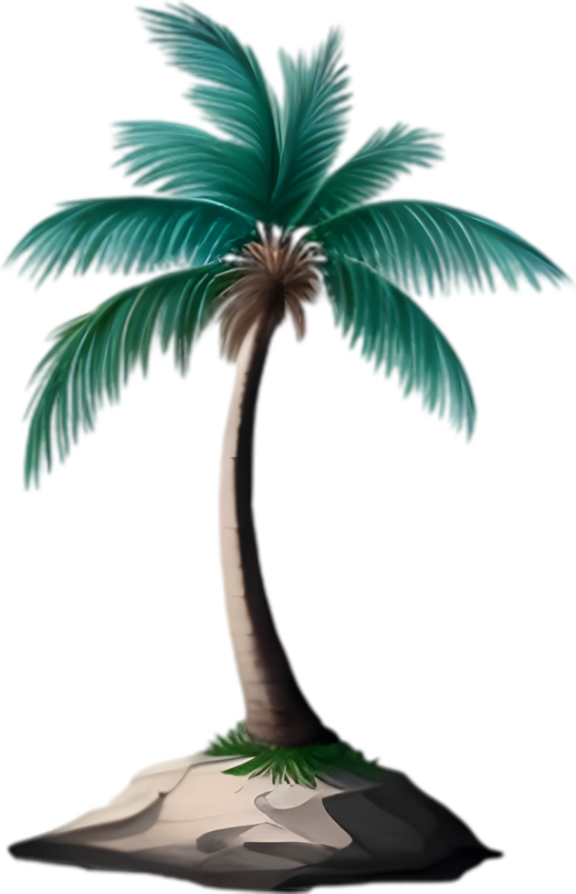 AI generated Palm Tree on an Island icon, a close-up painting of a Palm Tree on an Island. png