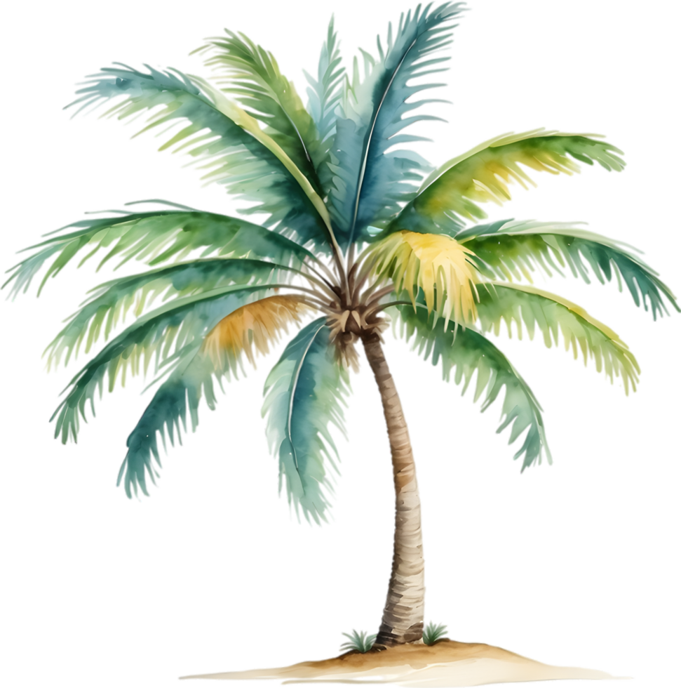 AI generated Palm Tree on an Island icon, a close-up painting of a Palm Tree on an Island. png