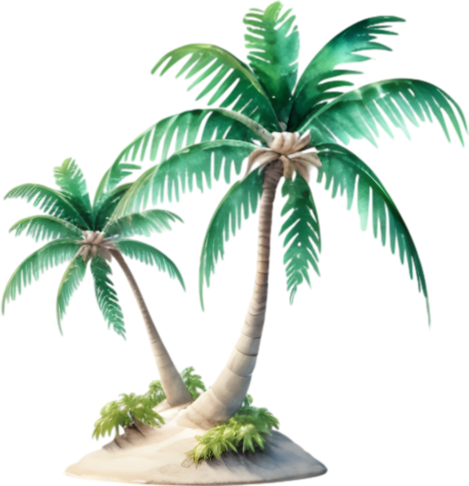 AI generated Palm Tree on an Island icon, a close-up painting of a Palm Tree on an Island. png