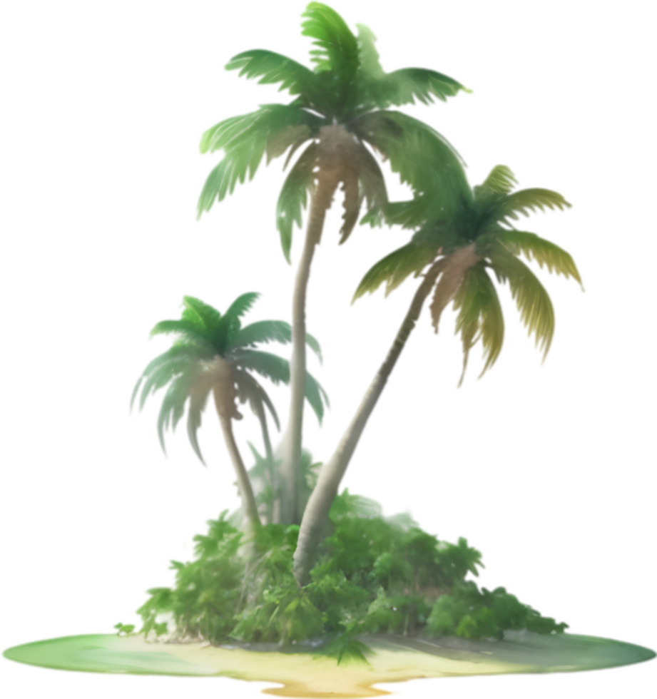 AI generated Palm Tree on an Island icon, a close-up painting of a Palm Tree on an Island. png