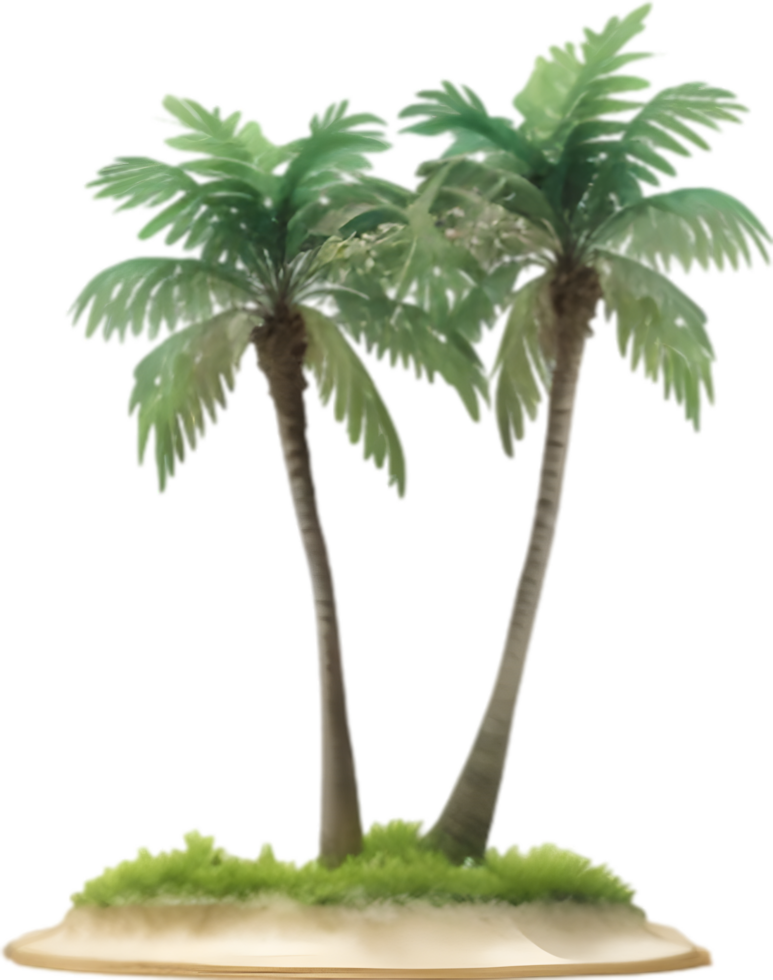 AI generated Palm Tree on an Island icon, a close-up painting of a Palm Tree on an Island. png
