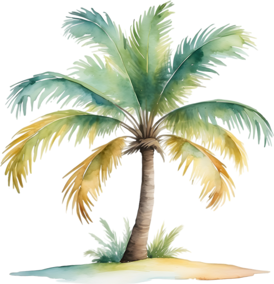AI generated Palm Tree on an Island icon, a close-up painting of a Palm Tree on an Island. png