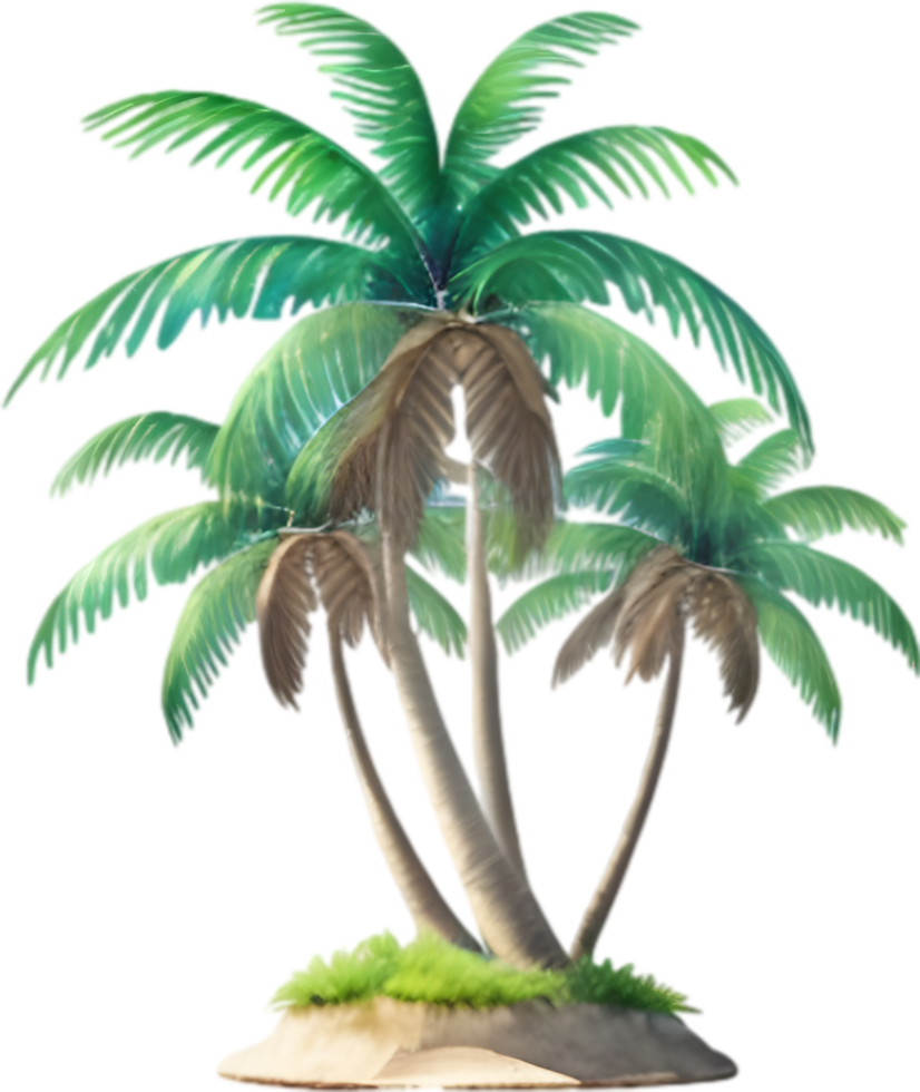 AI generated Palm Tree on an Island icon, a close-up painting of a Palm Tree on an Island. png