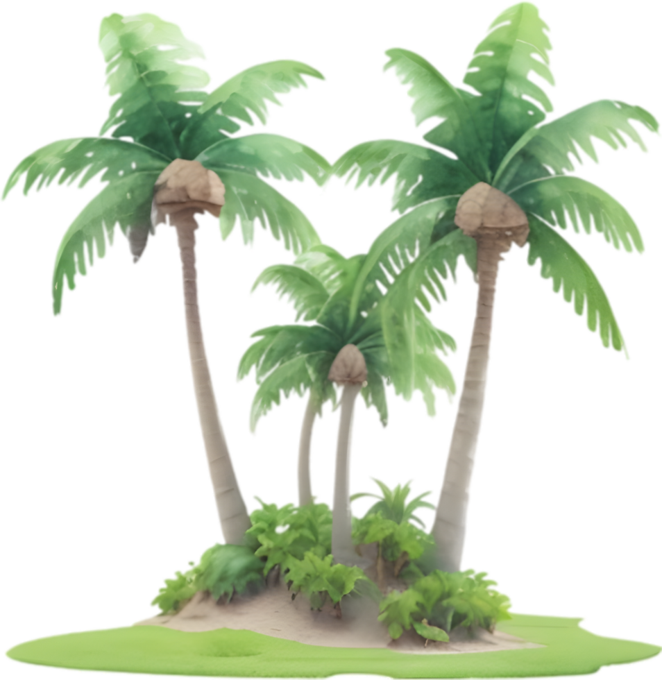 AI generated Palm Tree on an Island icon, a close-up painting of a Palm Tree on an Island. png