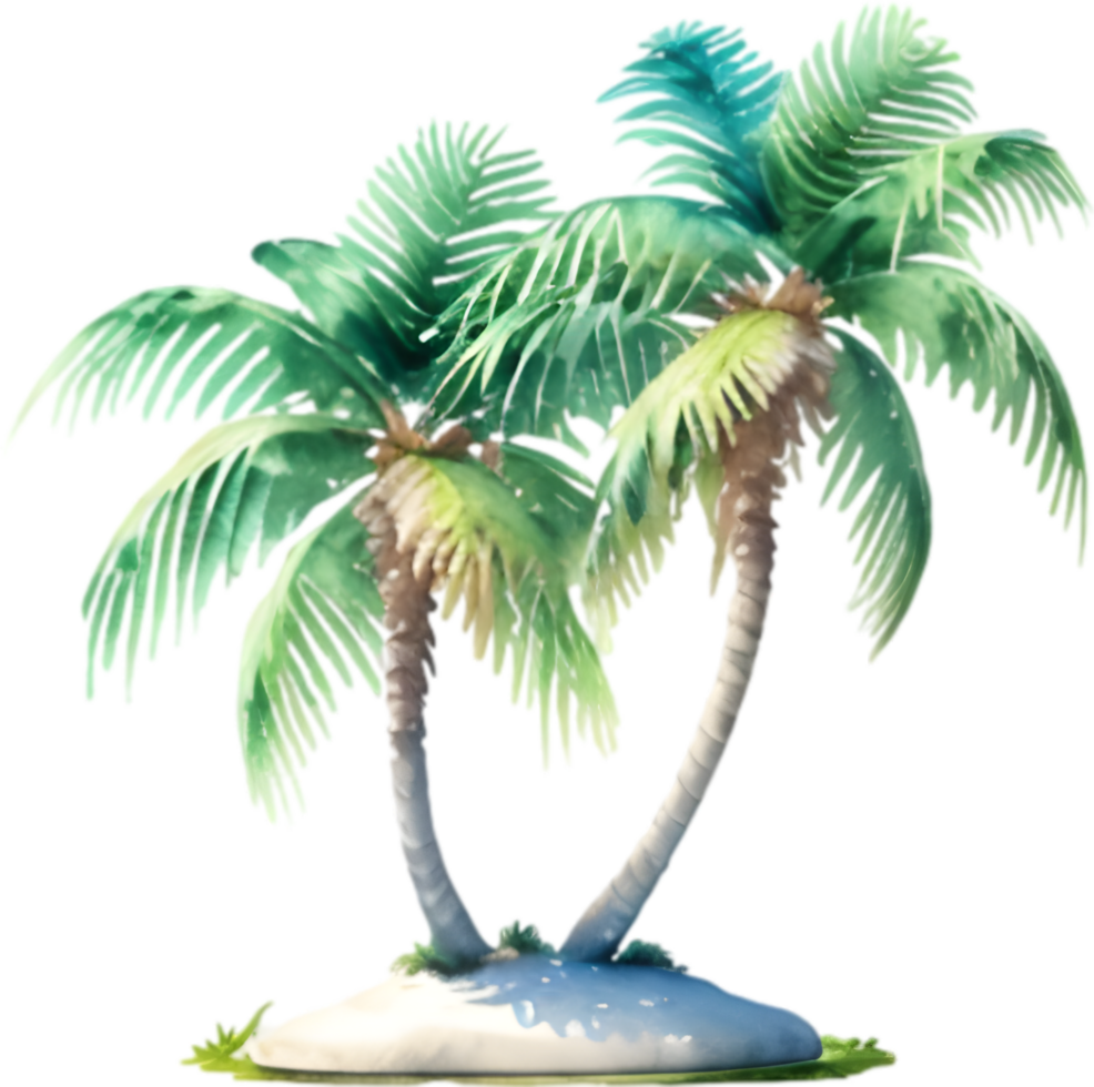 AI generated Palm Tree on an Island icon, a close-up painting of a Palm Tree on an Island. png