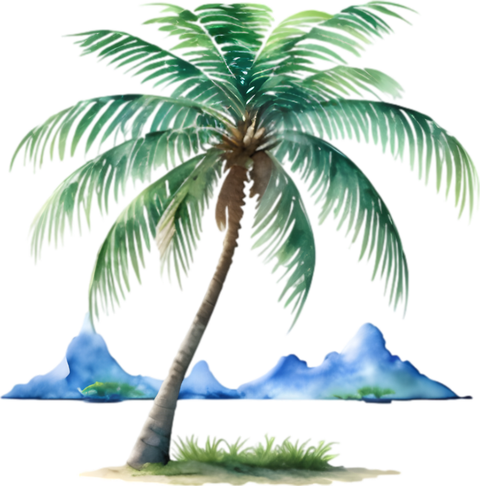 AI generated Palm Tree on an Island icon, a close-up painting of a Palm Tree on an Island. png