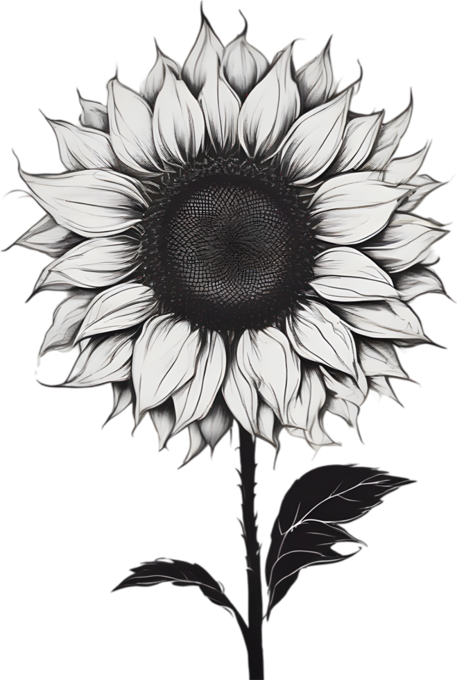 AI generated Sunflower icon, a close-up painting of a Sunflower. png