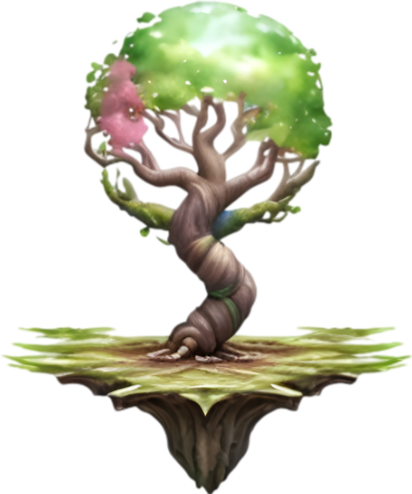 AI generated Tiny Yggdrasil icon, a close-up painting of a Tiny Yggdrasil. png