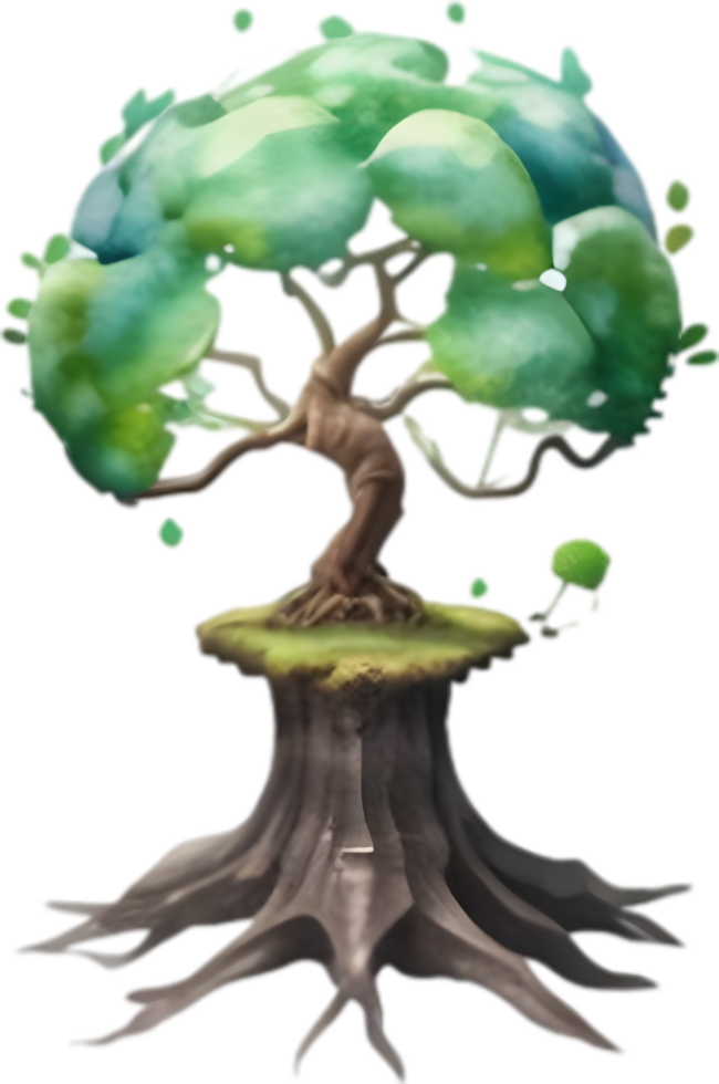 AI generated Tiny Yggdrasil icon, a close-up painting of a Tiny Yggdrasil. png