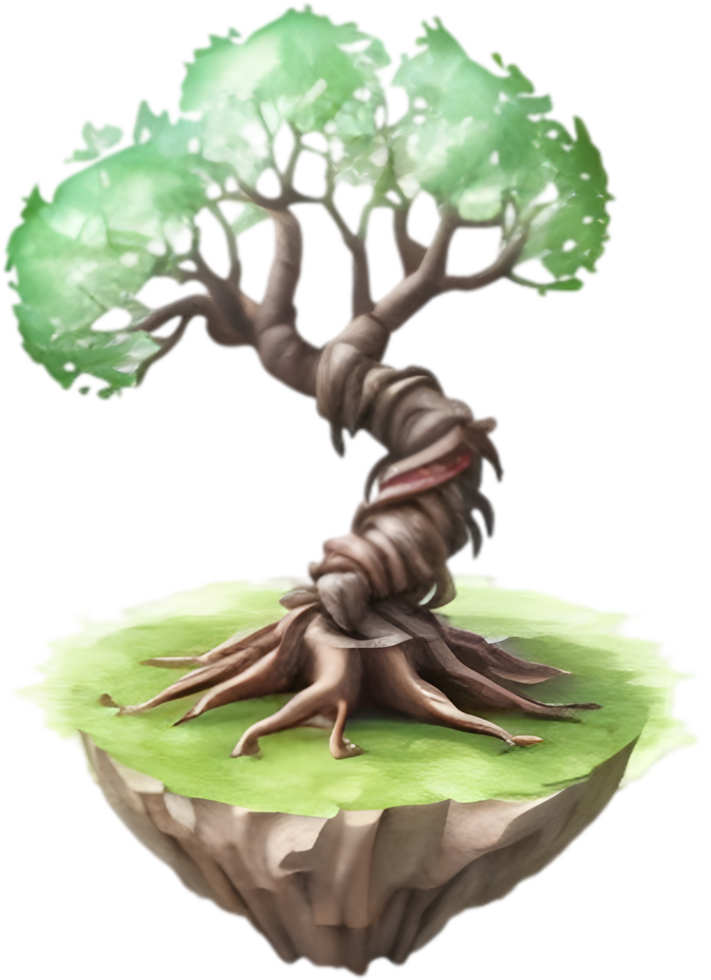 AI generated Tiny Yggdrasil icon, a close-up painting of a Tiny Yggdrasil. png