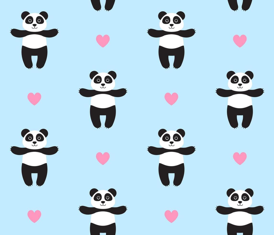 vector sin costura modelo de plano dibujos animados panda