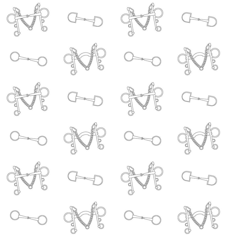 Vector equestrian seamless pattern of horse bits