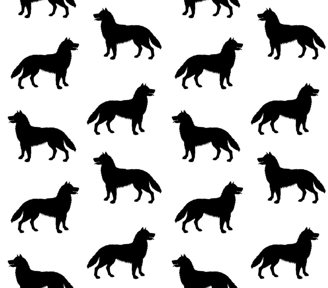 Vector seamless pattern of sketch husky