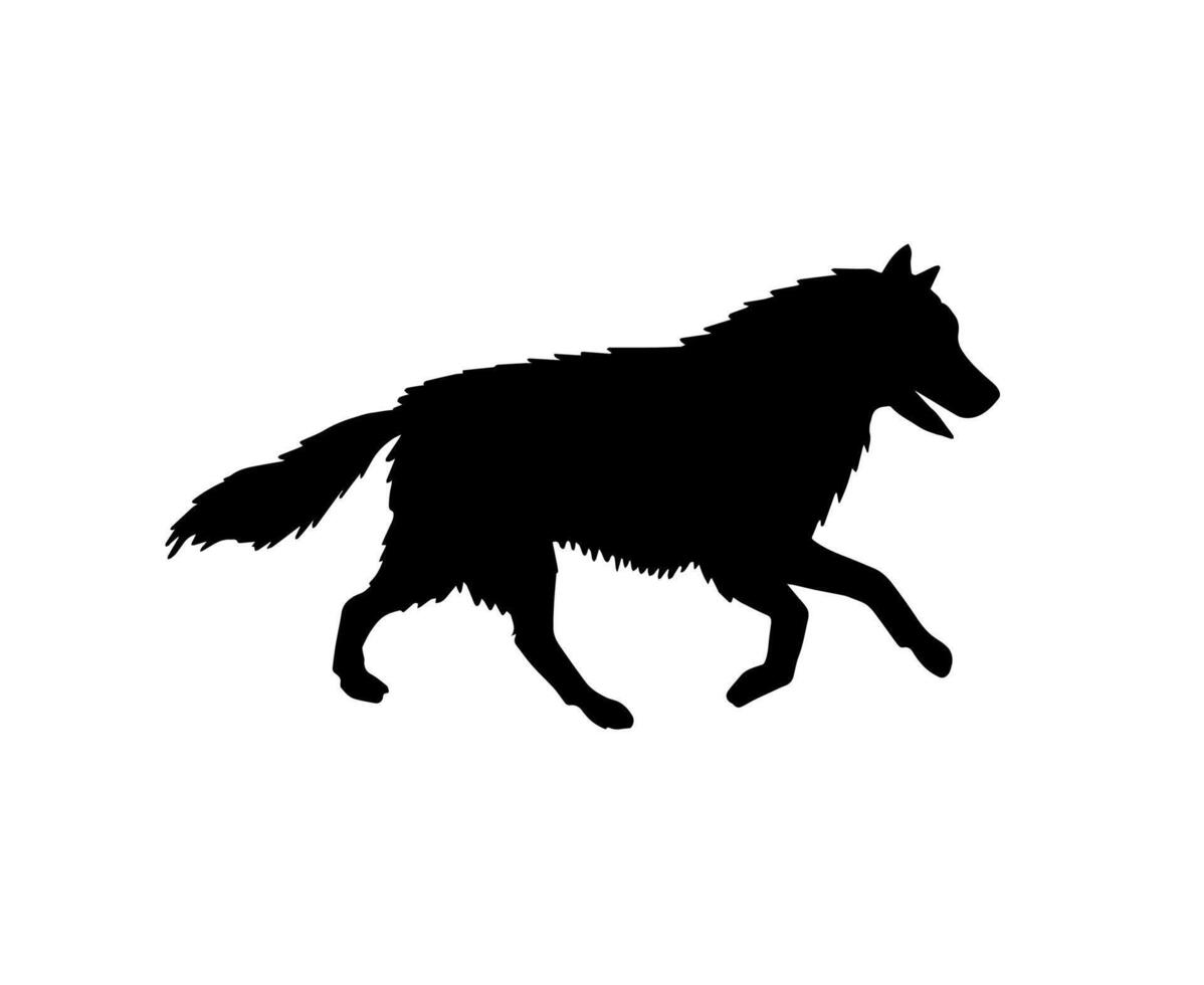Vector hand drawn running husky dog silhouette