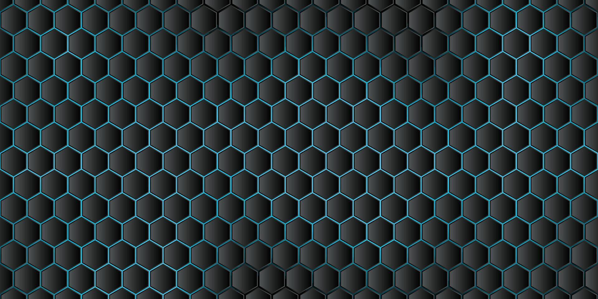 Hexagonal Black background with Blue light vector