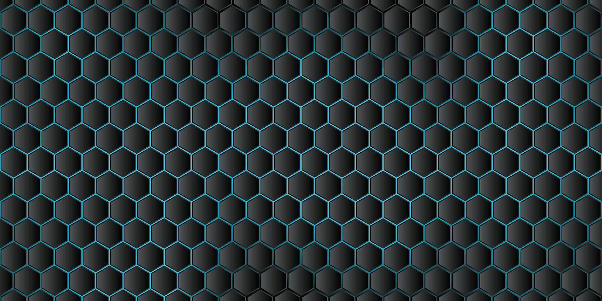 hexagonal negro antecedentes con azul ligero vector