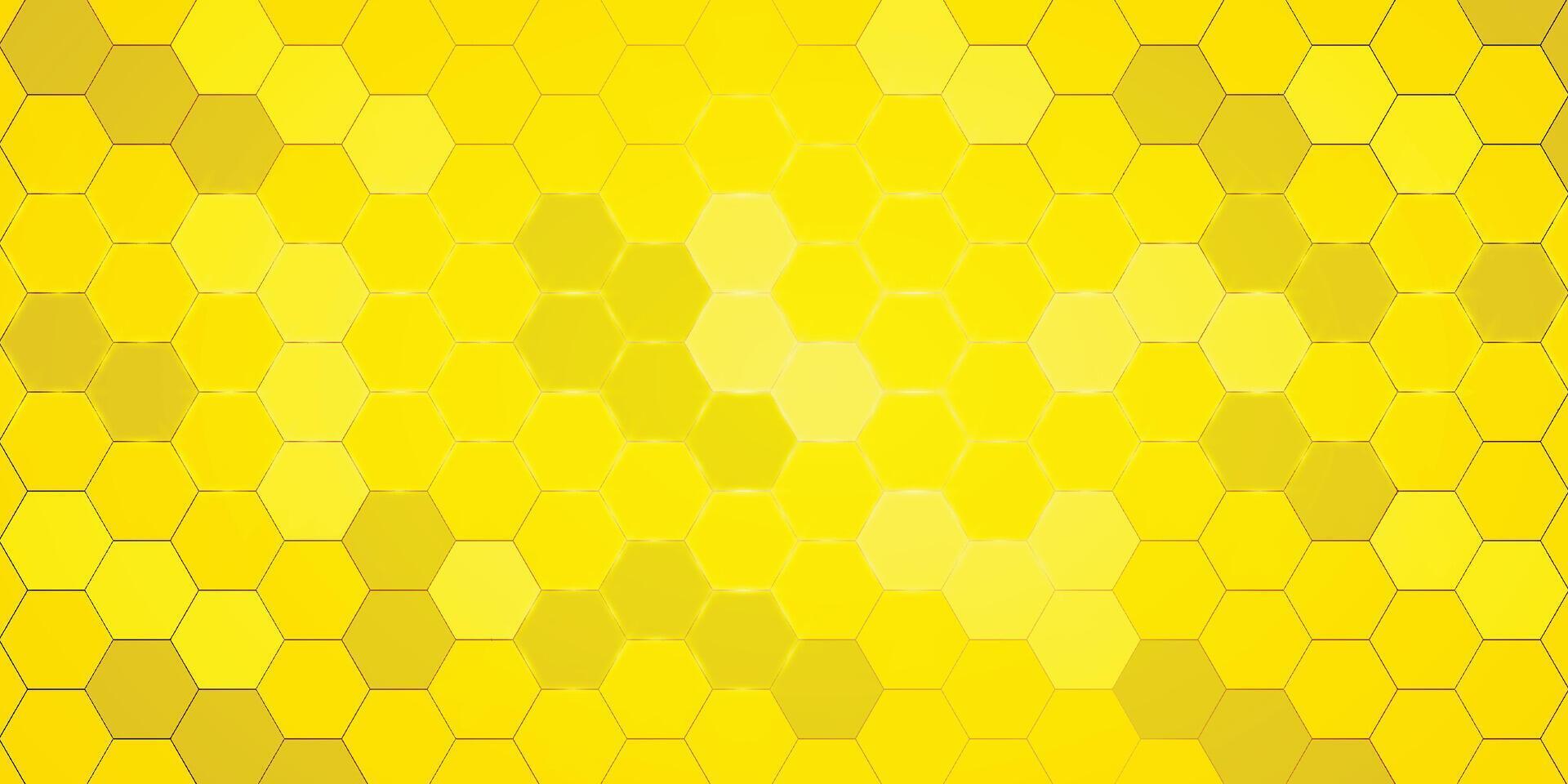Yellow Hexagonal background with golden light vector