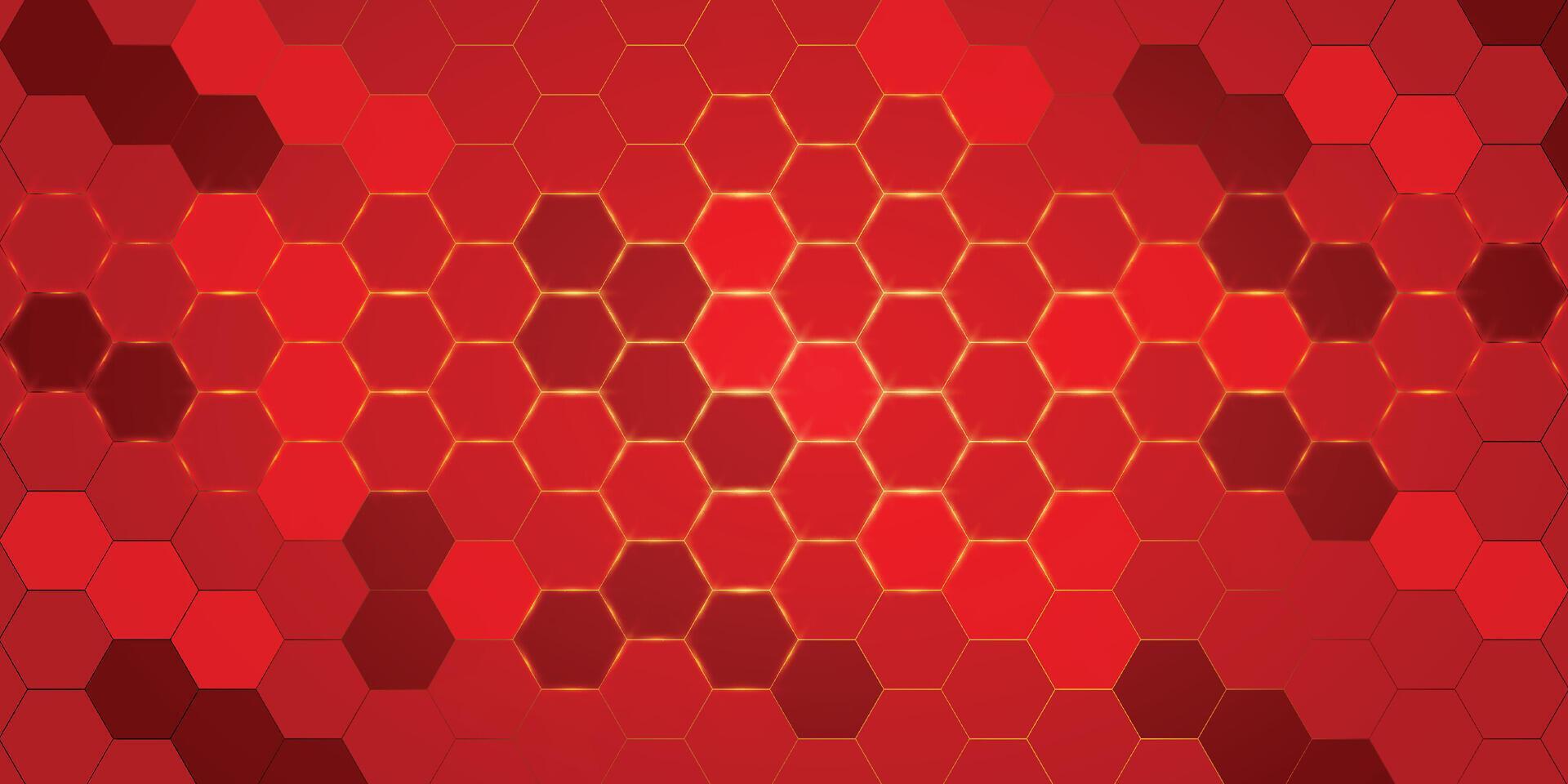 rojo hexagonal antecedentes con dorado ligero vector