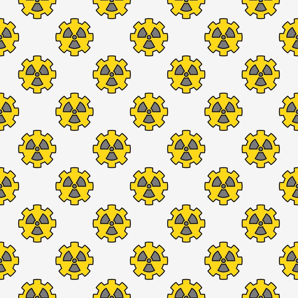 Radiation Gear vector Radioactive Zone colored seamless pattern