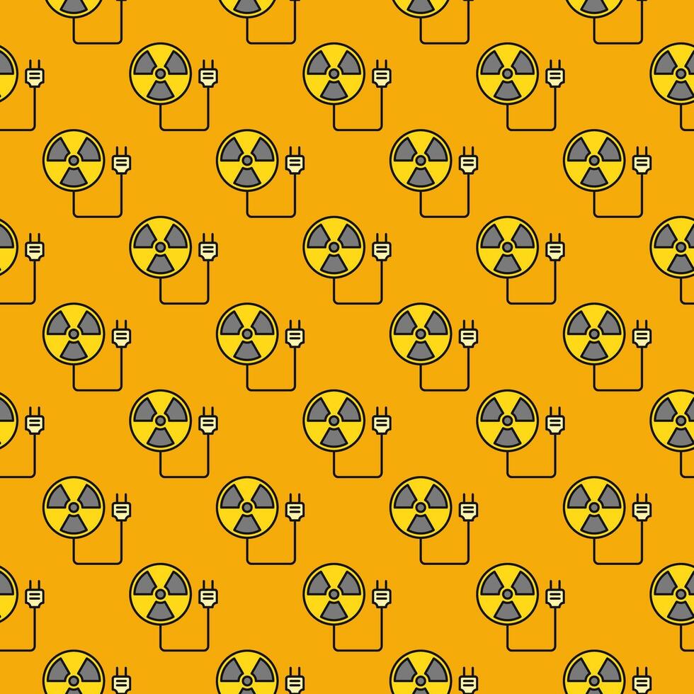 Plug from Radiation symbol vector Radiation Warning colored seamless pattern